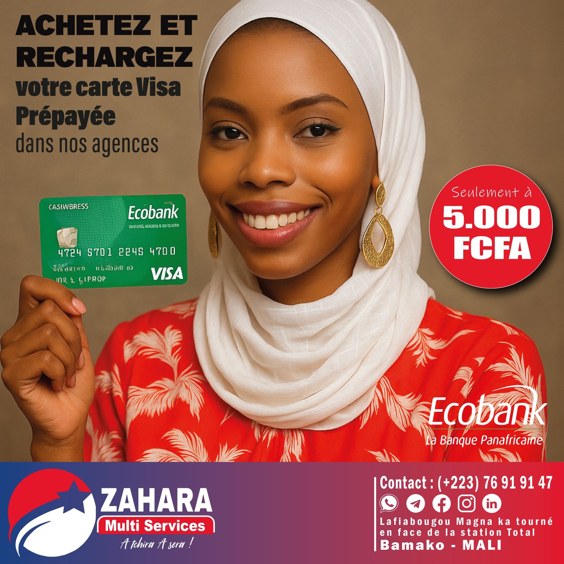 Carte Visa Prépayée CashXpress de l'Ecobank Mali